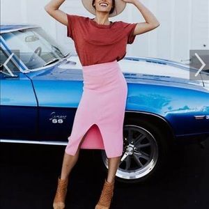 Free people skyline midi skirt in pink firework